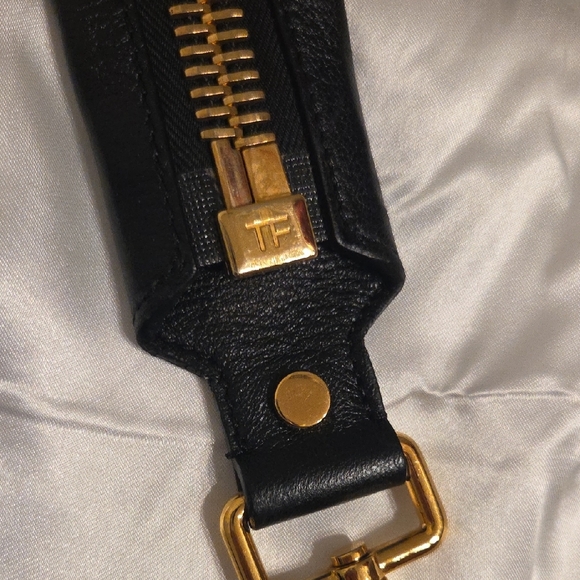 Tom Ford Suede Jennifer Expandable Black Gold Leather Crossbody Bag - Picture 13 of 17